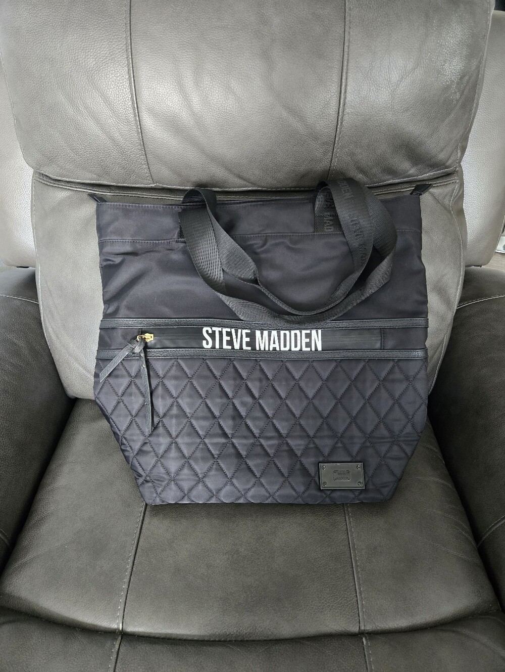 Steve Madden Black Quilted Laptop or Overnight Bag